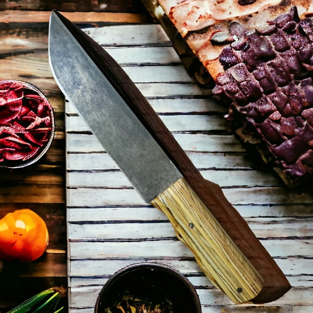 Handcrafted Grey Fox  Original Hardwood Kitchen Butcher Hunting Knive